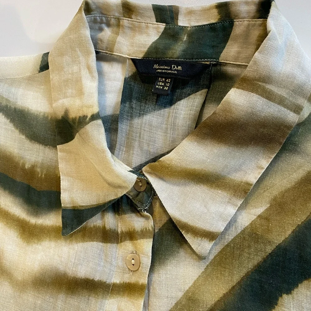 Massimo Dutti Button Down Shirt in Multi Green - Picture 9 of 9